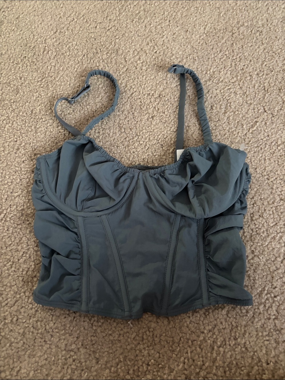Gilly Hicks Ruffled Bustier Crop Top - Slate Blue size XS